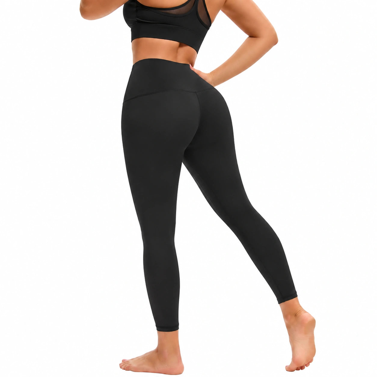 Leggings sportivi donna S neri in tessuto elasticizzato a vita alta