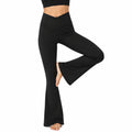 Leggings yoga donna taglia M neri a vita alta in tessuto elasticizzato con fondo svasato