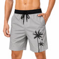 Costume da bagno uomo taglia M grigio in tessuto sintetico con stampa palme e coulisse