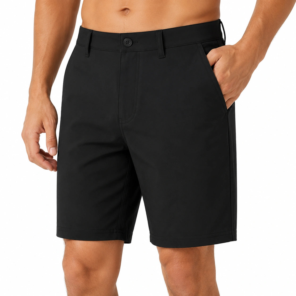 Shorts uomo L neri in tessuto sintetico elasticizzato - vestibilità regolare per tempo libero
