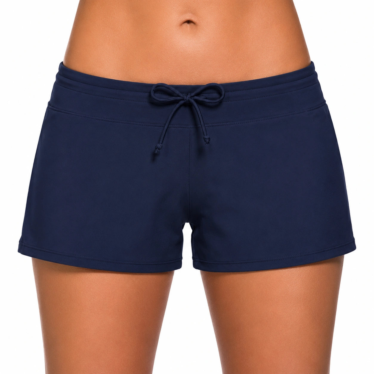 Pantaloncini da bagno donna taglia L blu navy in tessuto sintetico con coulisse stile sportivo