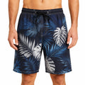 Costume da bagno uomo taglia L blu navy con stampa foglie tropicali e coulisse