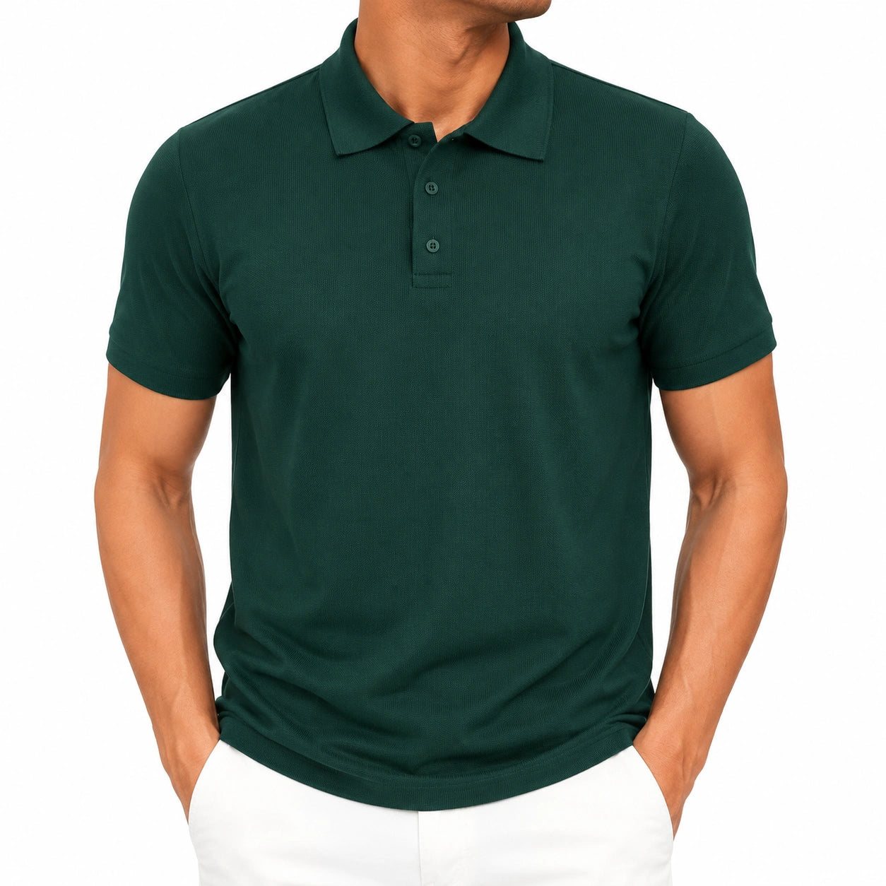Polo uomo taglia M verde scuro in tessuto piqué a maniche corte stile casual
