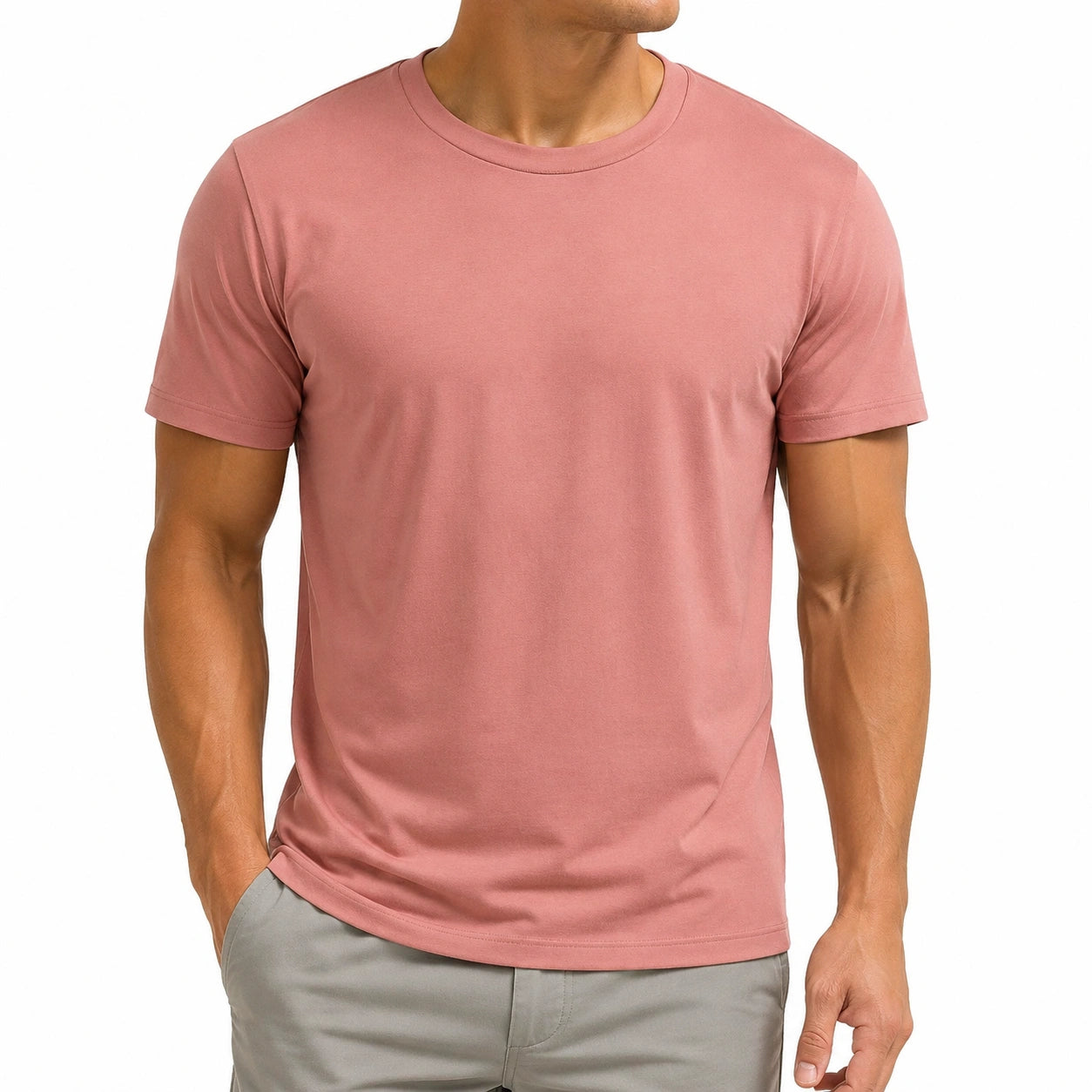 T-shirt uomo taglia M in tessuto rosa a maniche corte stile essenziale