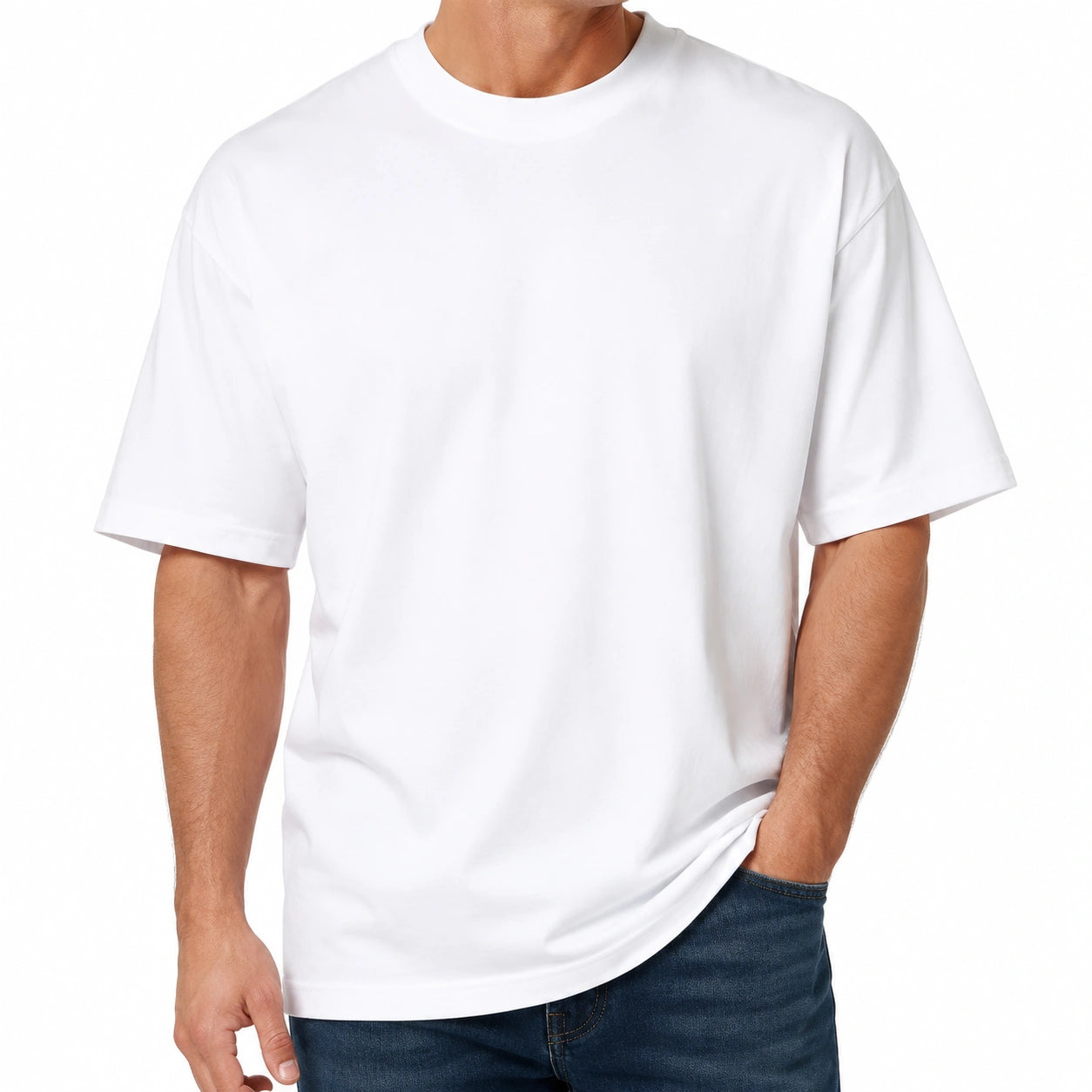 T-shirt uomo M in tessuto bianco - girocollo vestibilità ampia per uso quotidiano